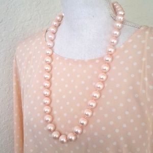 Bubble Bead Necklace Large Pink Peach Blush Pearl Beads NWOT